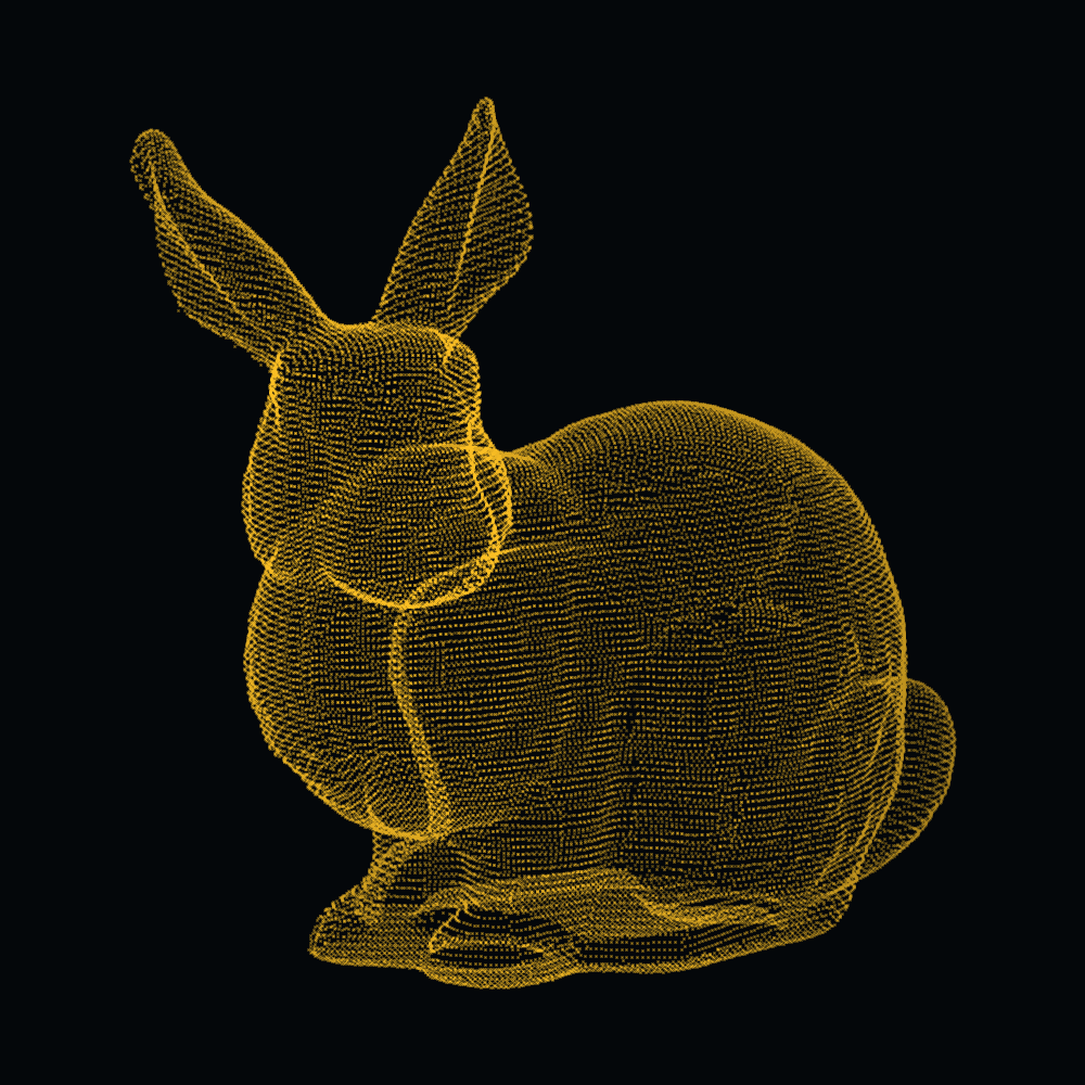 The decoded point cloud: the Stanford Bunny reconstructed from the encoded image.